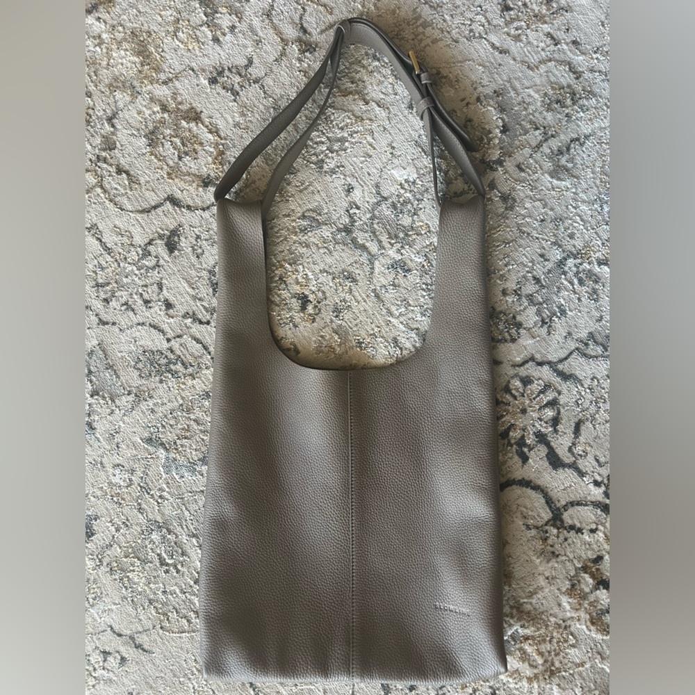 Taupe Genuine Leather Hobo Bag